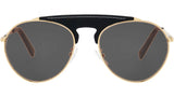 Leather Metal Gold Pilot Sunglasses