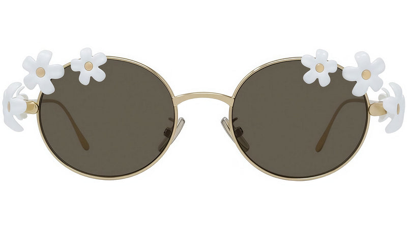 Signature Gold White Oval Sunglasses
