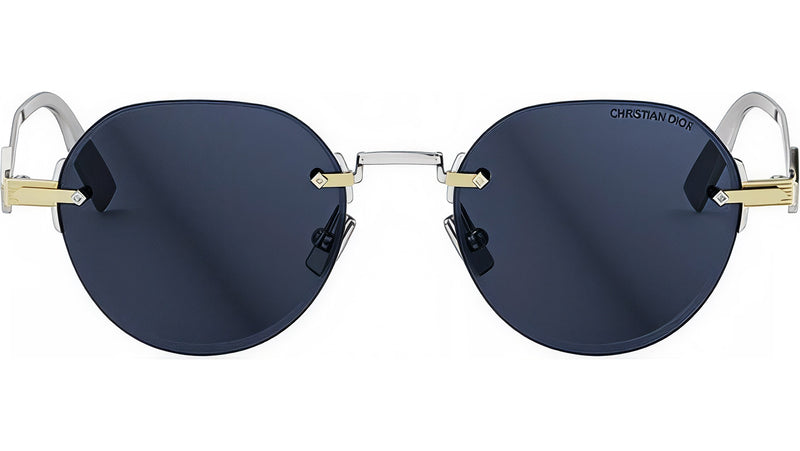 CD Diamond R5U Gold Blue Round Sunglasses