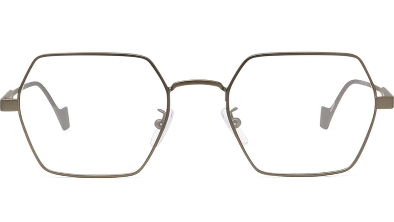 Metal Matte Khaki Geometric Sunglasses