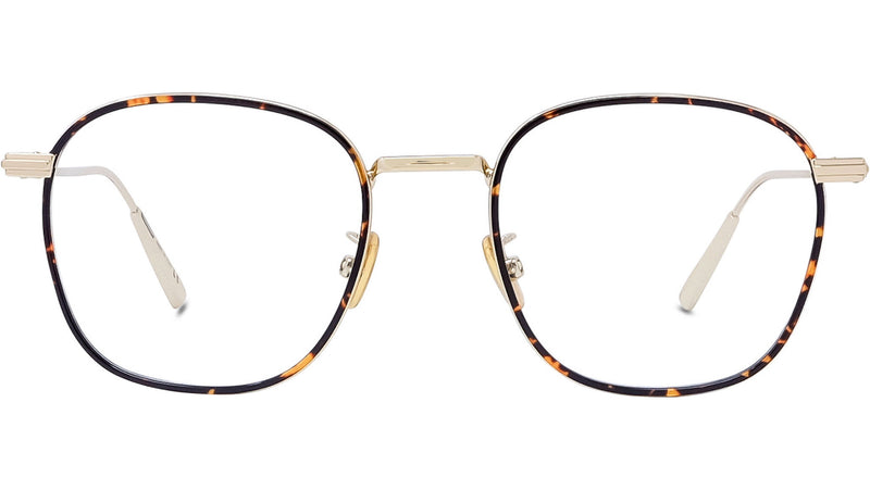 DiorBlackSuitO S2U Gold Metal Havana Round Eyeglasses