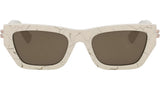 B.zero1 White Rectangular Sunglasses