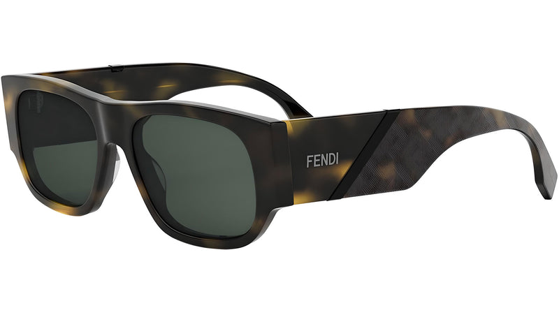Fendi Diagonal Havana Rectangular Sunglasses